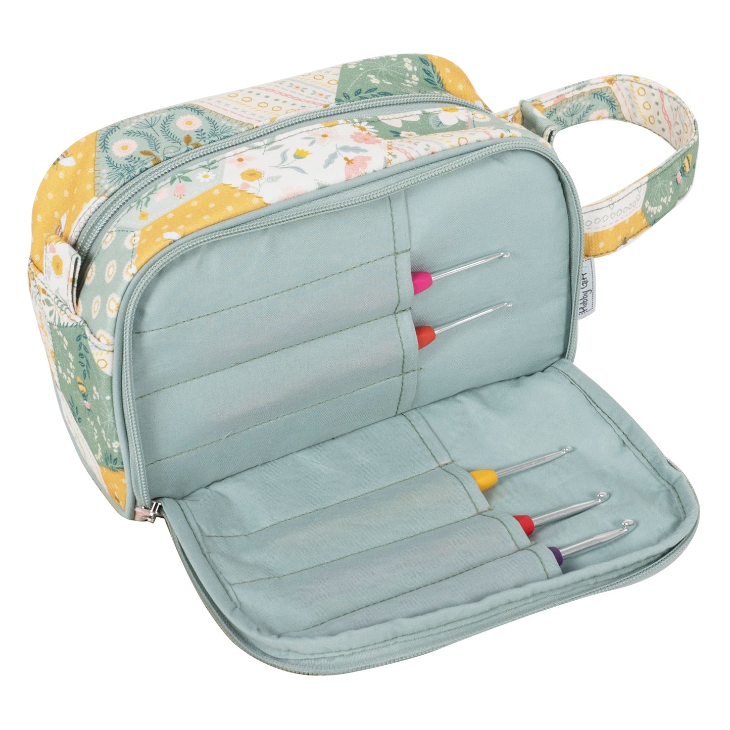 Crochet bag with pocket patchwork bee